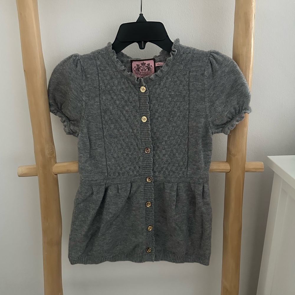 Juicy Couture Y2K Gray Babydoll knit Sweater Top Wool and Cashmere - size S - Picture 7 of 7